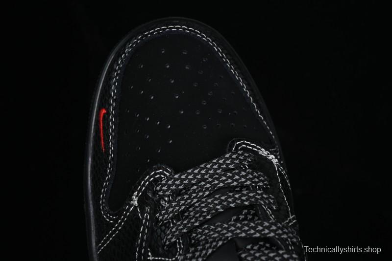 Nike Travis Scott x Fragment Design x Air Jordan 1 Low OG SP AJ1 Year of the Snake Limited Black Snake Web Low Top Casual Sneakers - CH6336-018