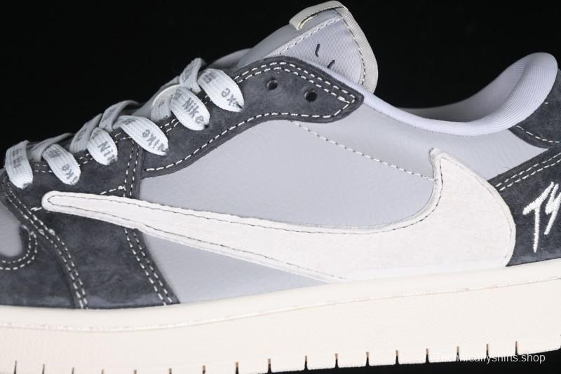 Nike Travis Scott x Fragment Design x Air Jordan 1 Low OG SP AJ1 Retro Sneakers in Traffic Grey - CF3688-055