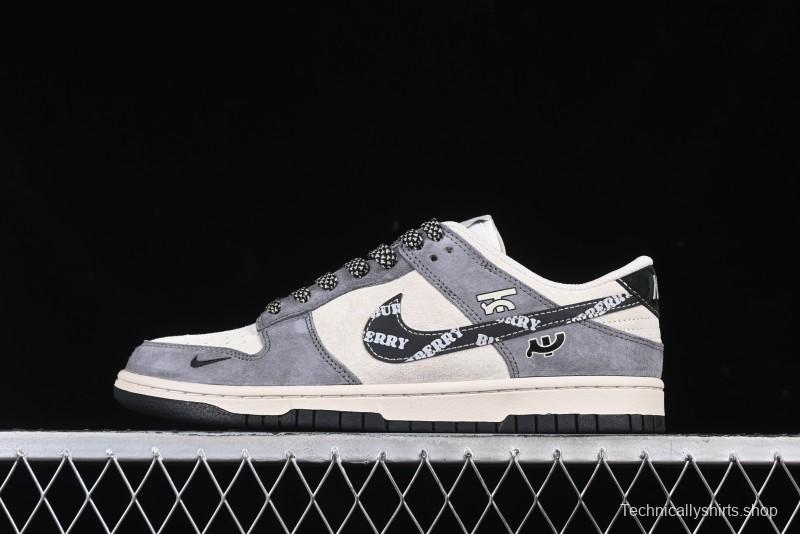Nike SB Dunk Low Anniversary Edition Customized Sneakers with Grey Swoosh Logo - DJ2024-083