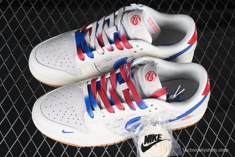 Nike SB Dunk Low Stussy Snake Year Collaboration Bullet Blue Check Anniversary Custom Low-Top Casual Skate Shoes - FC1688-207