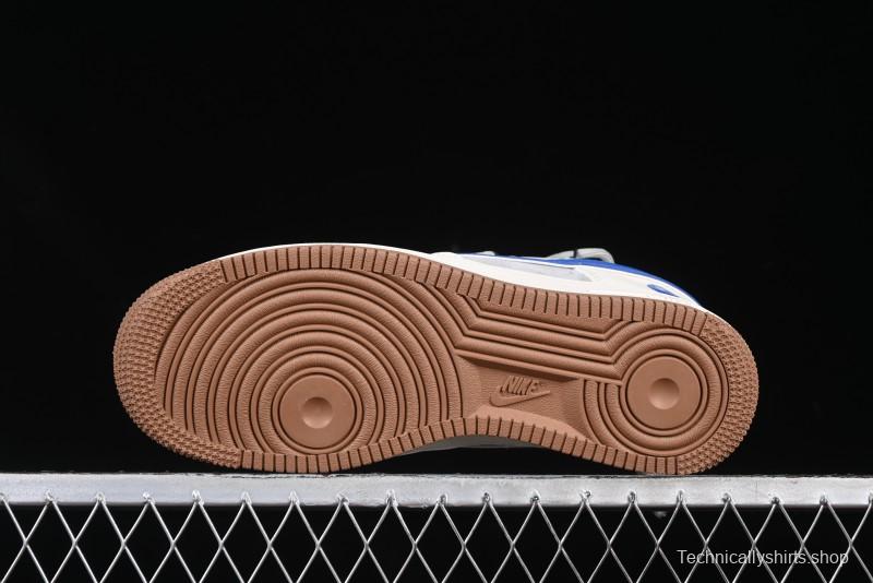 Nike Air Force 1 '07 Low Bape Collaboration Beige Blue Gum Pull Tab Casual Sneakers - SJ1198-112