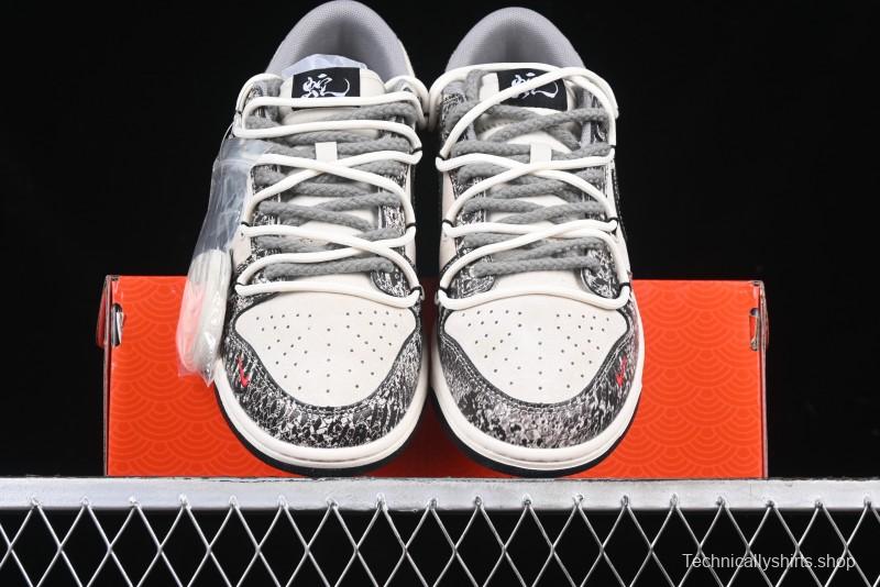 Nike SB Dunk Low Year of the Snake Series Strap Black Swoosh Custom High-End Low-Top Casual Skate Shoes - YX5066-273