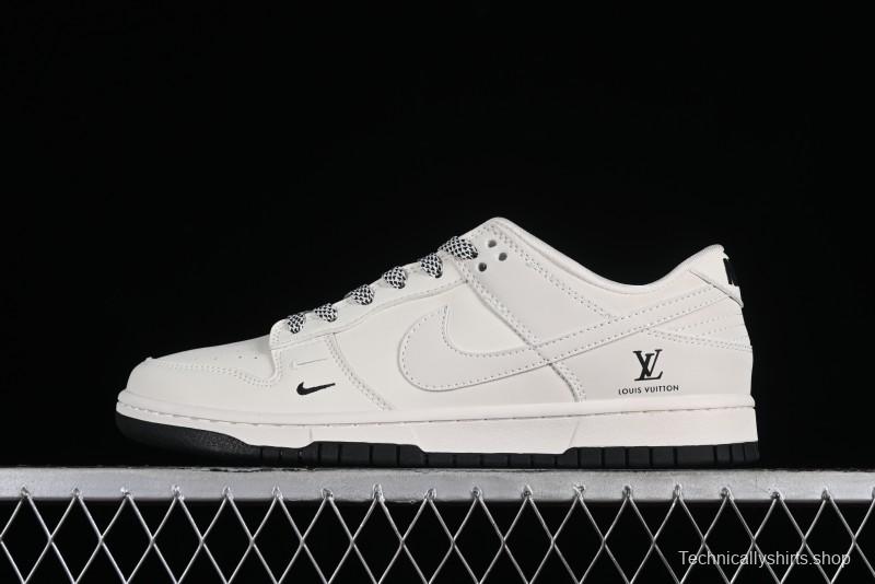 Nike SB Dunk Low LV Collaboration - Double Swoosh Beige Black Anniversary High-End Custom Low-Top Casual Sneakers - XX2025-307