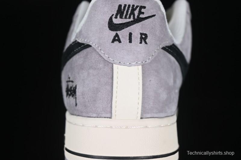Nike Air Force 1 '07 Low Stussy Collaboration Black Grey Patchwork Low-Top Casual Sneakers - XZ6188-363
