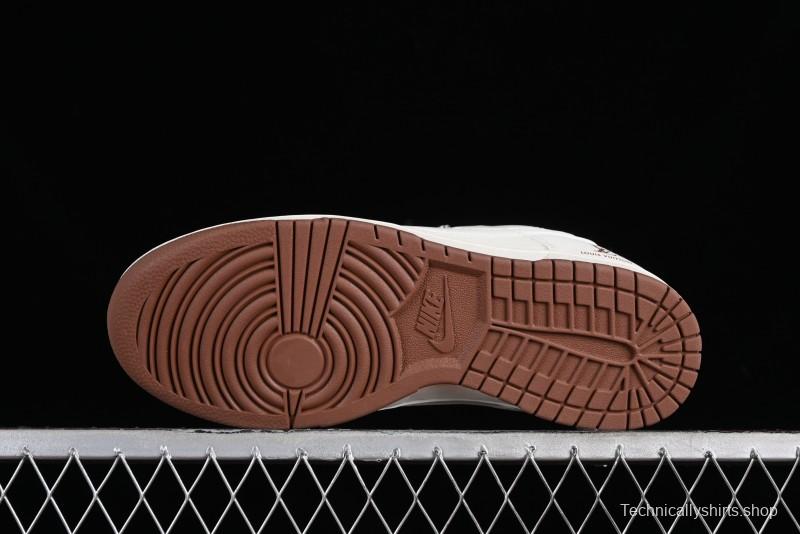 Nike SB Dunk Low LV Collaboration - Double Swoosh Beige Brown Anniversary High-End Custom Low-Top Casual Skate Shoes - XX2025-309