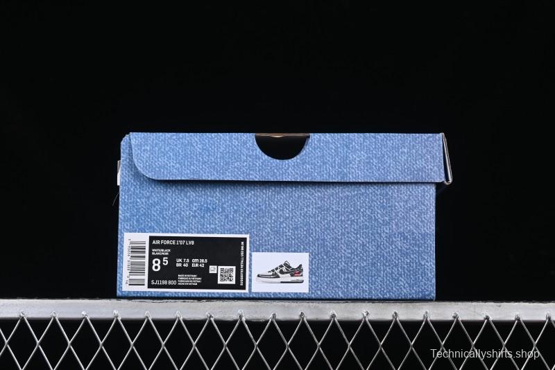 Nike Air Force 1 '07 Low Levi's Collaboration Black Denim Drawstring Casual Sneakers - SJ1198-800