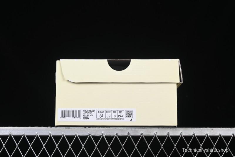 Nike Travis Scott x Fragment Design x Air Jordan 1 Low OG SP AJ1 Graffiti Drawstring Low-top Casual Sneakers - XS3186-203