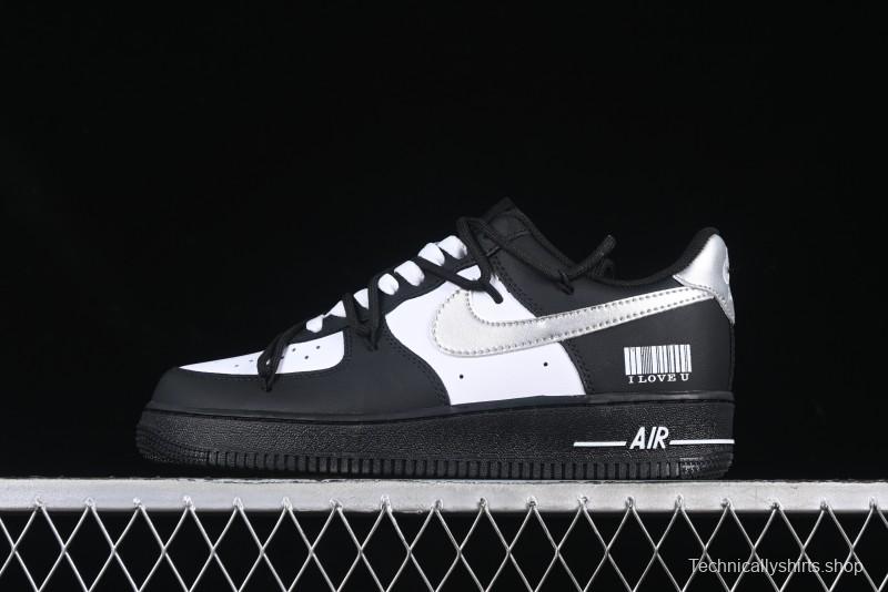 Nike Air Force 1'07 Low Silver Wing Panda Casual Sneakers with Strap - ZH0316-064