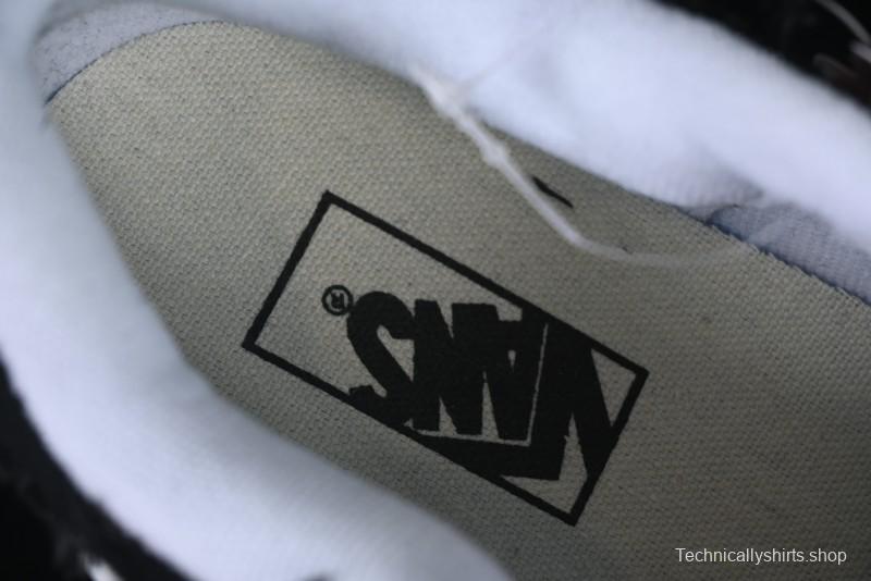 Vans Old Skool Distressed Black Canvas Sneakers with Orange Accents