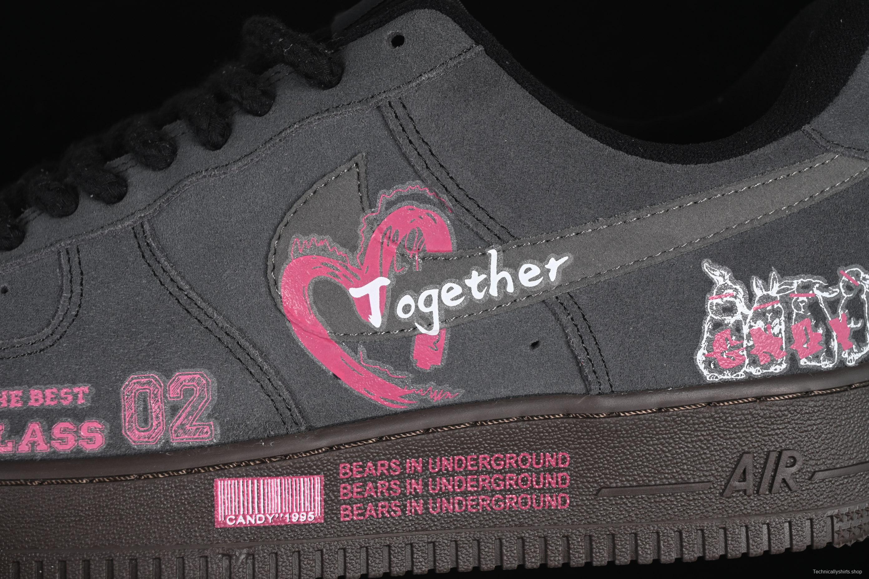 Nike Air Force 1'07 Low "Black Pink" Limited Edition Sneakers with Heart Design - DO6730-010