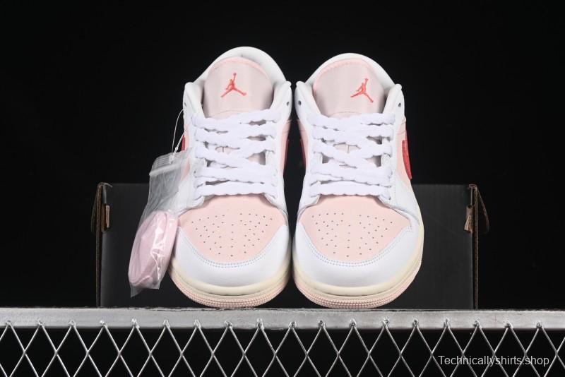 Nike Air Jordan 1 Low AJ1 White Pink Low-Top Casual Sneakers - IB8156-133