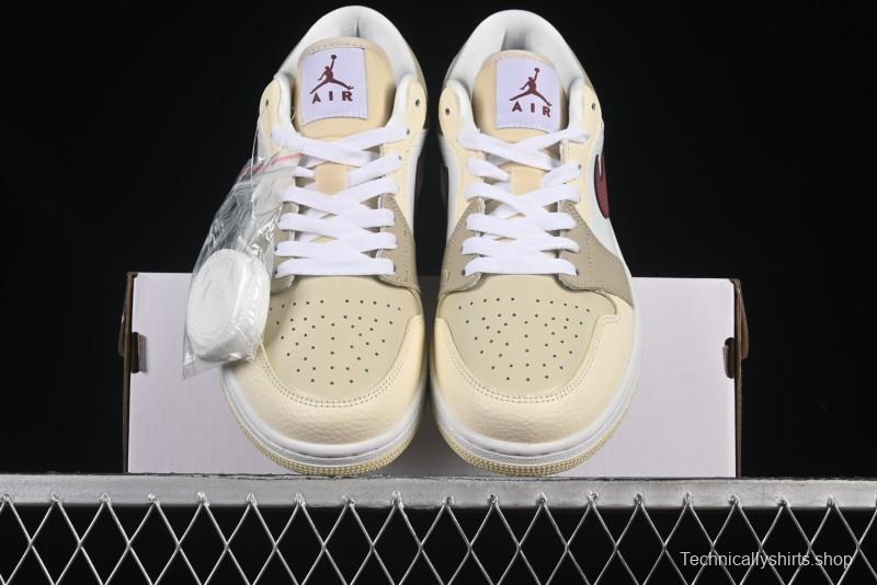 Nike Air Jordan 1 Low AJ1 Cream White Low-Top Casual Sneakers - HV6530-100