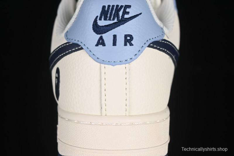Nike Air Force 1 '07 Low Bape Collaboration Light Blue Swoosh Casual Sneakers - XS1958-554