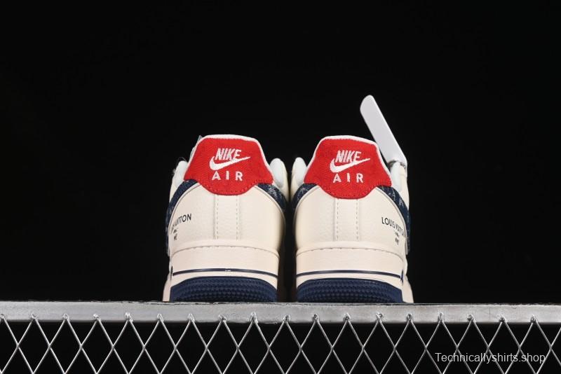 Nike Air Force 1'07 Low LV Collaboration Blue Denim Swoosh Casual Sneakers - XX3168-128