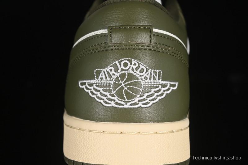 Nike Air Jordan 1 Low AJ1 Military Green White Casual Lifestyle Sneakers - DC0774-122
