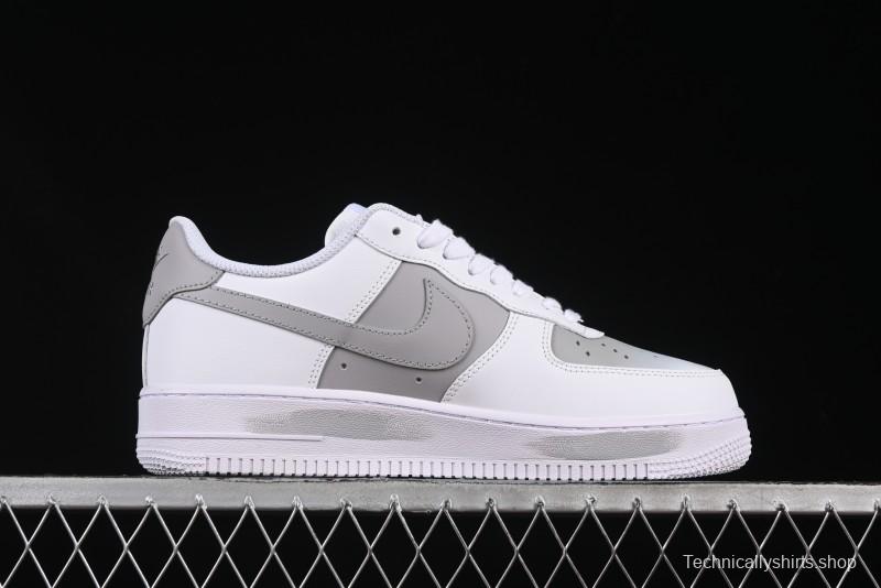 Nike Air Force 1 '07 Low Custom Official Hot Style 2D Theme White Gray Spray Paint Casual Sneakers - CW2288-111