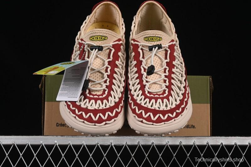 Keen Uneek Flat-M Woven Elastic Strap Outdoor Water Sports Sandals - 1014097 RED