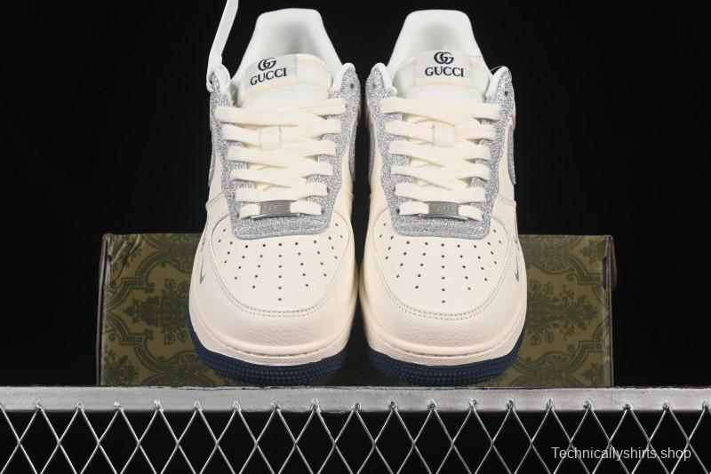 Nike Air Force 1 '07 Low Gucci Collaboration Silver Swoosh Casual Sneakers - XS1958-546