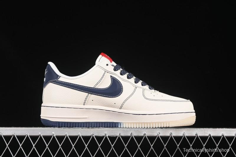 Nike Air Force 1 '07 Low Stussy Collaboration Dual-Tone Blue Red Logo Casual Sneakers - HH7518-072