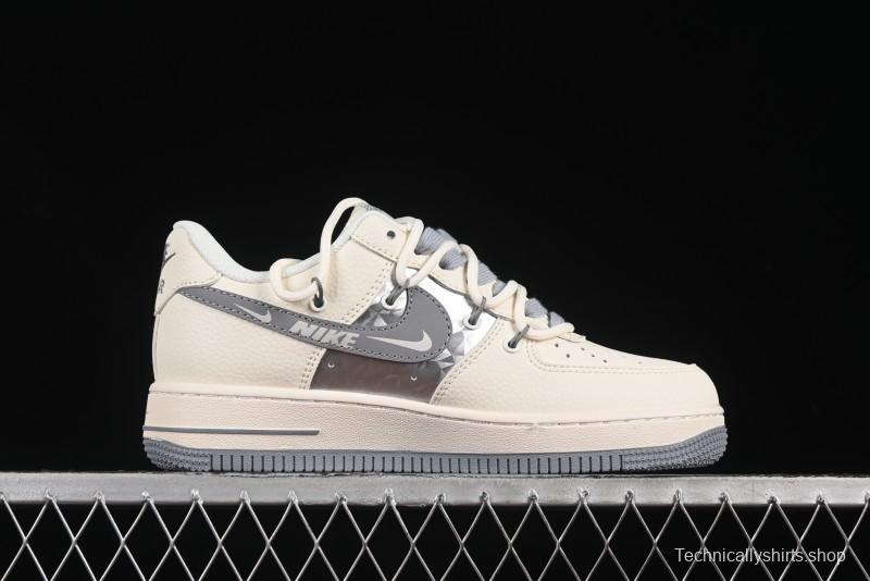Nike Air Force 1 '07 Low Stussy Collaboration Grey Diamond Lace-Up Casual Sneakers - DM6868-072
