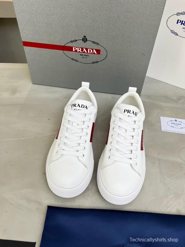 2024 Women Prada White Red Leather Sneakers MJ00310