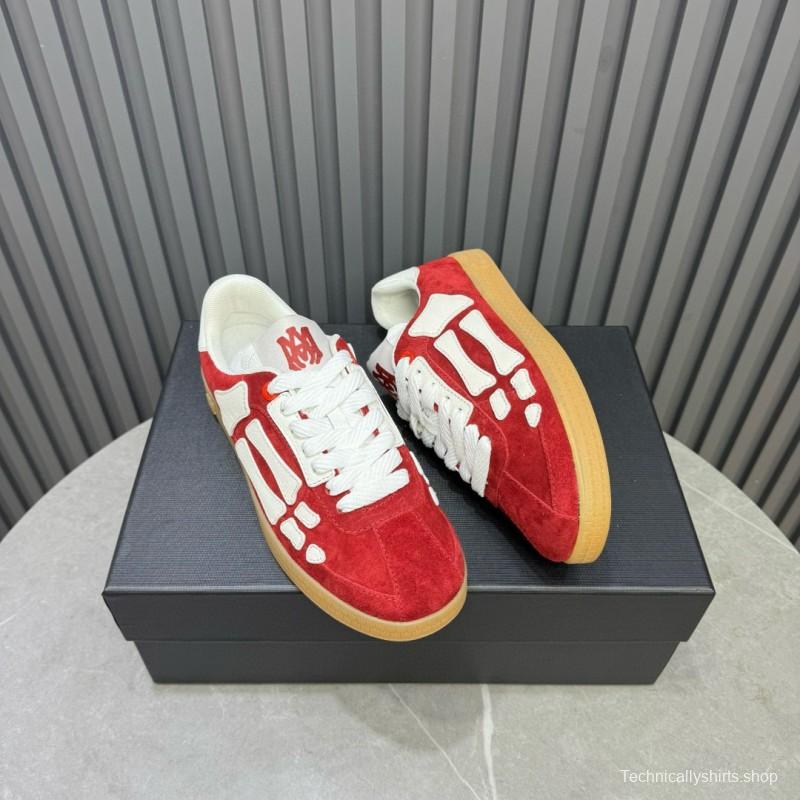 2024 Unisex Amiri Red White Suede Leather Sneakers MJ00300