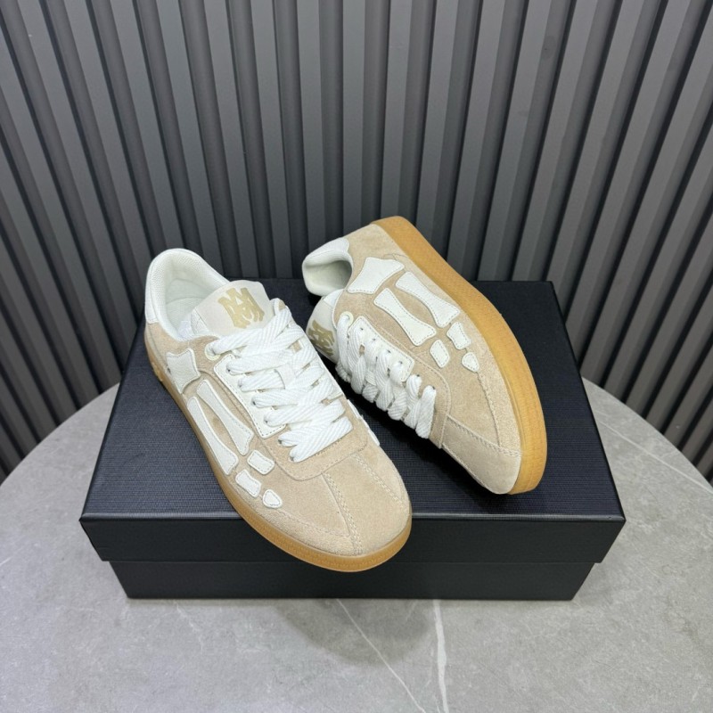 2024 Unisex Amiri Beige White Suede Leather Sneakers MJ00300