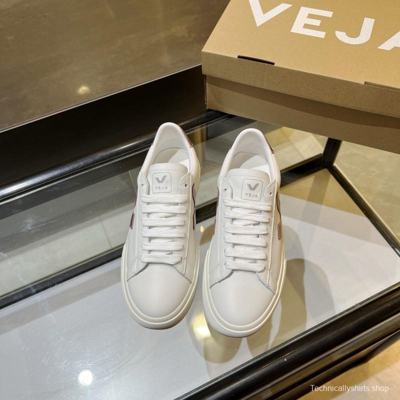 2024 Women VEJA White Rose Gold Leather Sneakers