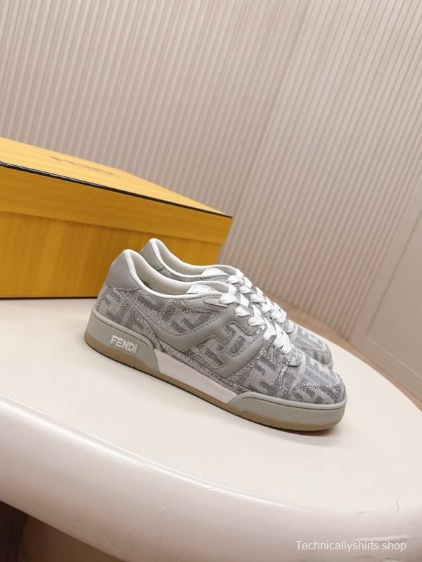 2025 Unisex Fendi Gray White Leather Fabric Plimsolls FF Retro LY00350(F)/LY00360(M)