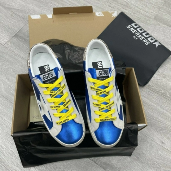 2025 Unisex GGDB Blue White Leather Sneakers