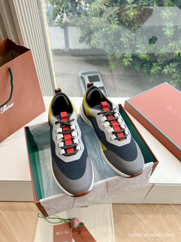 2024 Unisex Le Parmentier Yellow Navy Grey Knit Sneakers Top Version MJ00340