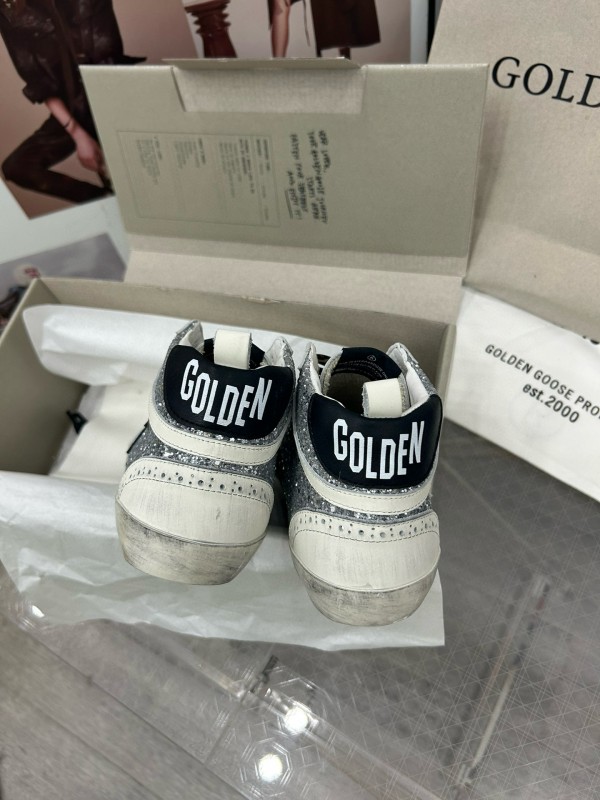 2024 Women GGDB Silver White Leather High Top Sneakers MJ00300