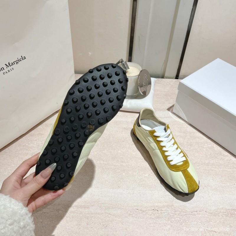 2025 Unisex MM6 Maison Margiela Yellow White Nylon Suede Sneakers