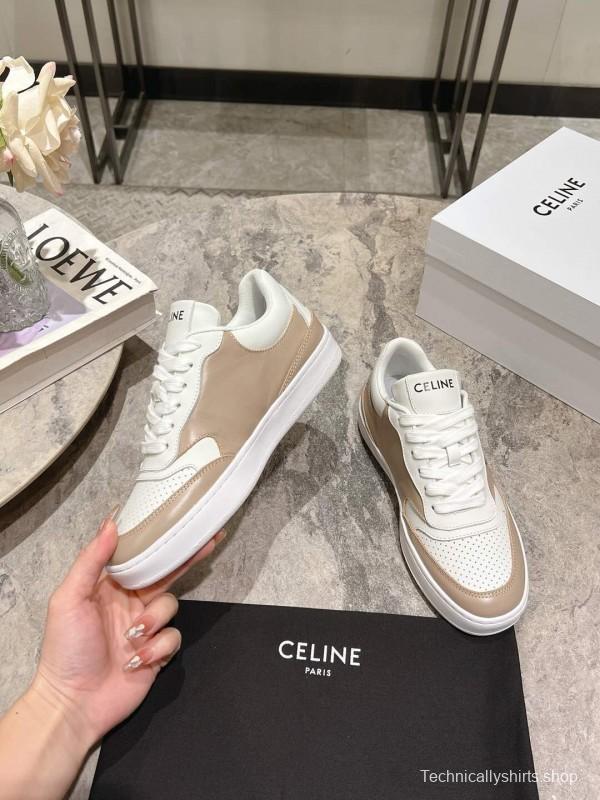 2025 Women Celine Beige White Leather Sneakers