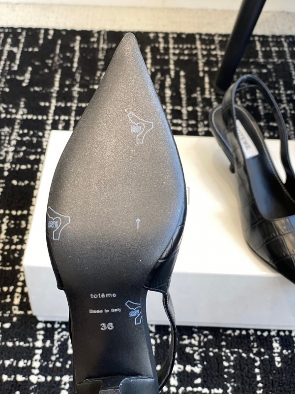 2025 Women Toteme Black Leather Slingback Pointed Toe KFY00290