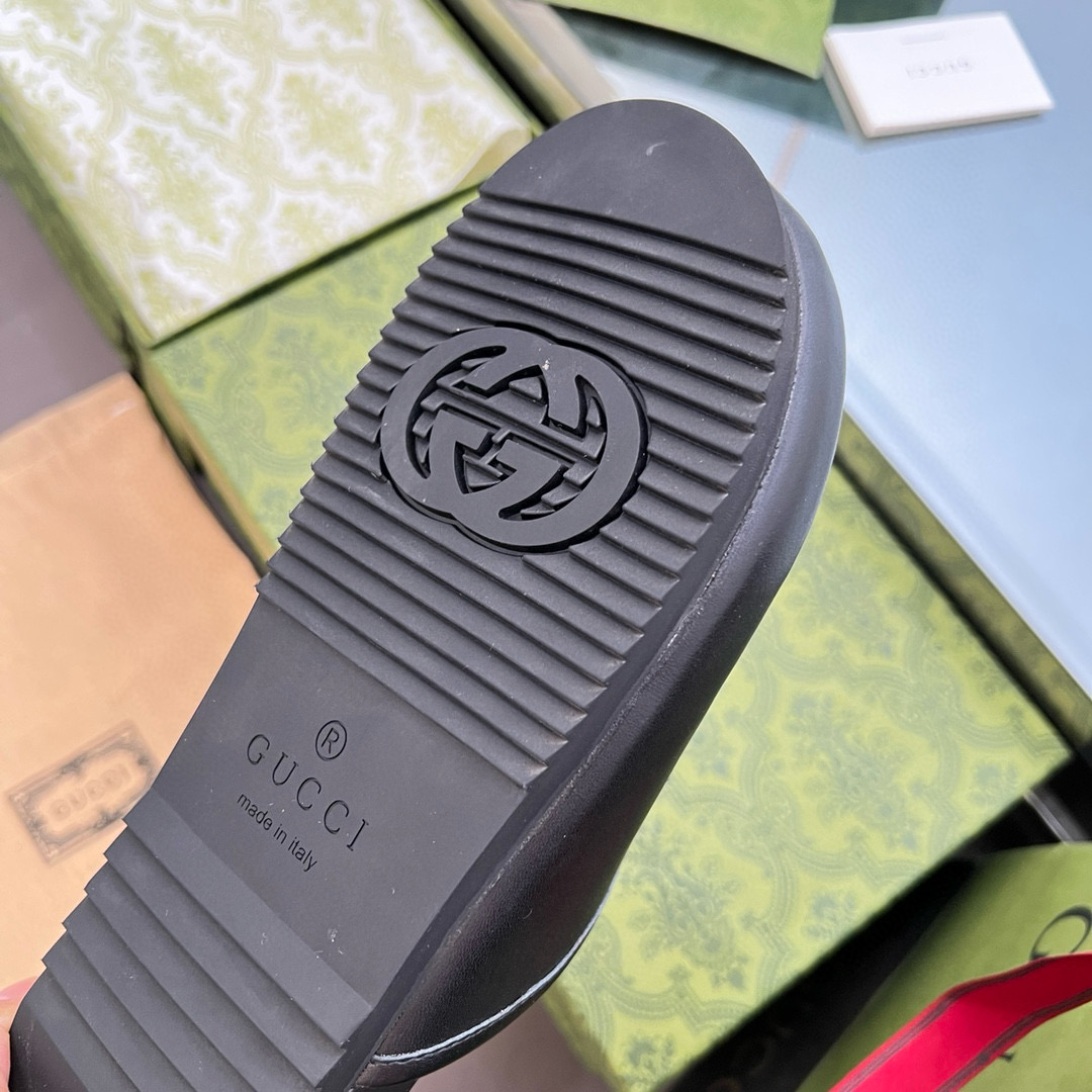 2024 Slippers Gucci Black Leather Slippers