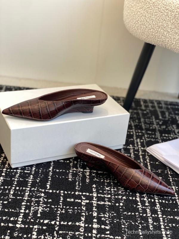 2025 Women Toteme Brown Leather Mule Shoes