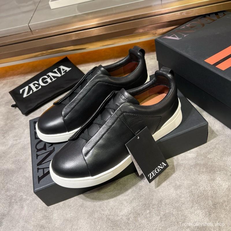 2024 Men Ermenegildo Zegna Black Calfskin Sneakers