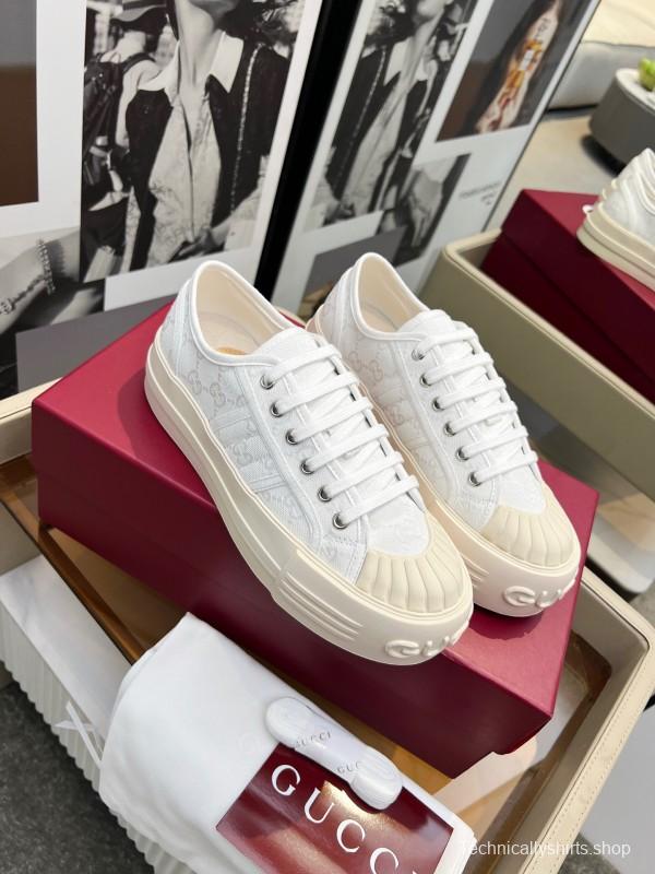 2025 Women Gucci White Canvas Sneakers