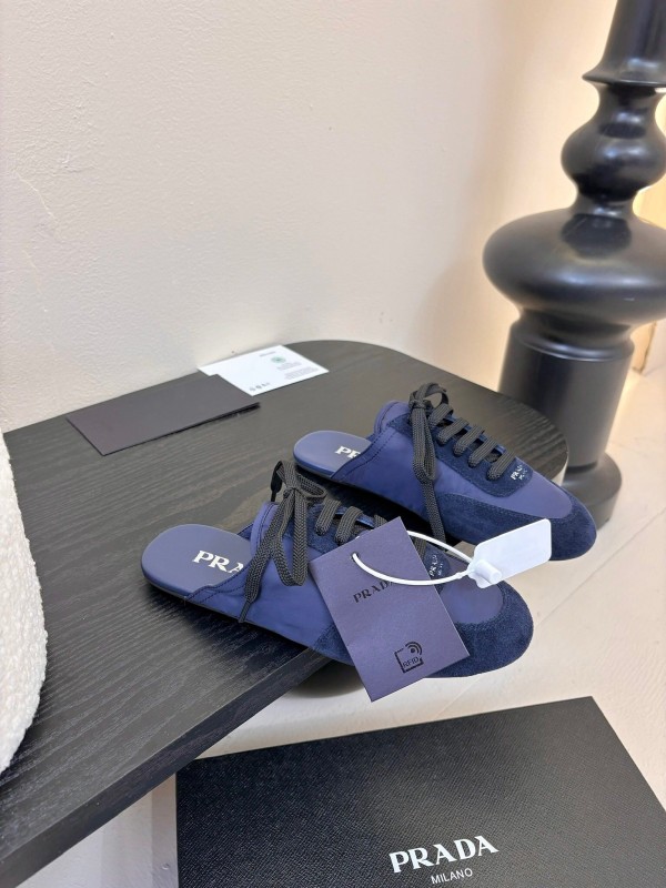 2025 Women Prada Blue Suede Fabric Casual Shoes