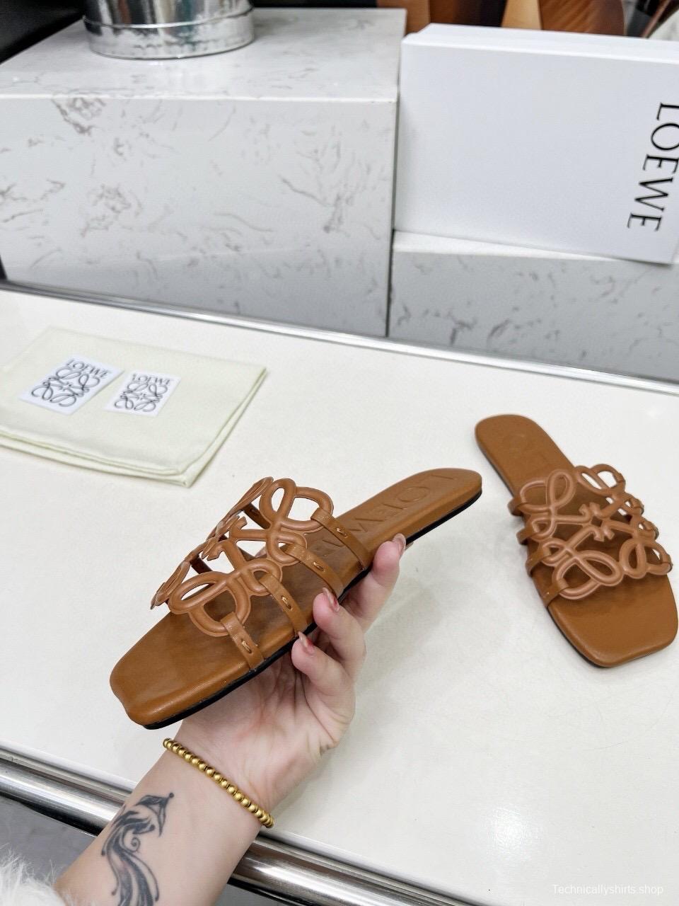 2025 Slippers Loewe Brown Leather Slides LY00190