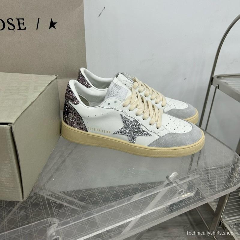 2024 Unisex GGDB White Silver Glitter Leather Suede Sneakers MJ00260