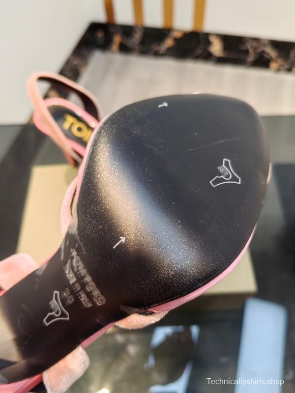 2025 Women TOM FORD Pink Velvet High Heel Sandals KFY00300