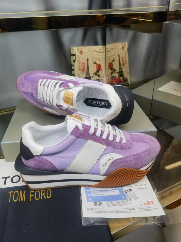 2025 Unisex TOM FORD Purple White Suede Leather Sneakers LY00360(F)/LY00370(M)