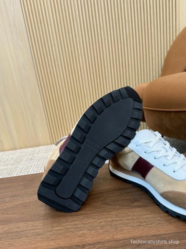 2025 Men HOGAN Beige White Burgundy Suede Leather Sneakers