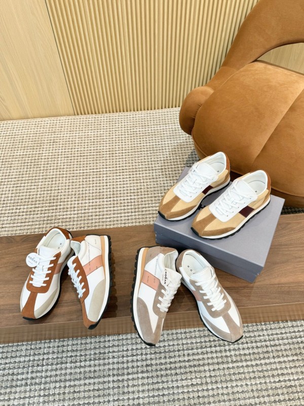 2025 Men HOGAN Beige White Burgundy Suede Leather Sneakers