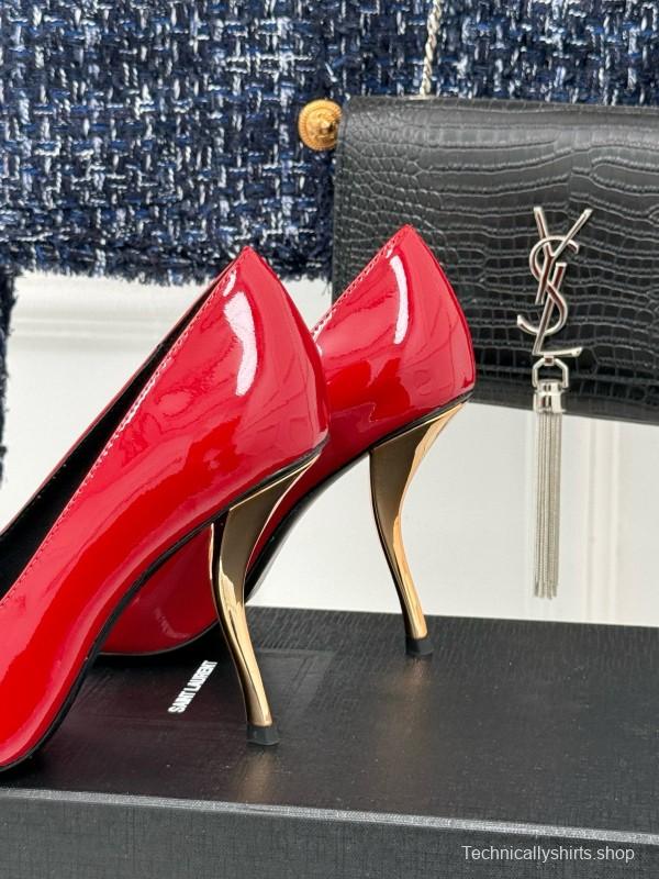 2024 Women Yves Saint Laurent Red Patent Leather Pumps MJ00330