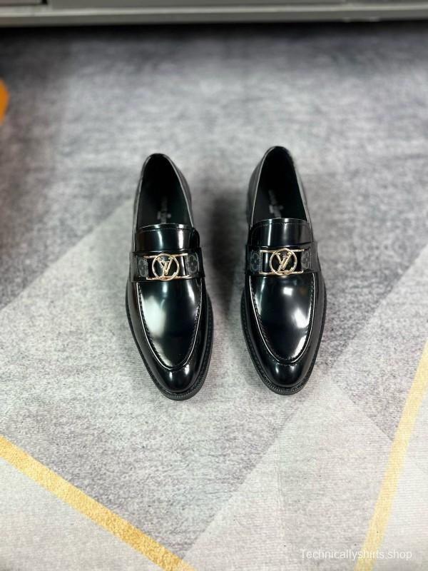 2024 Men Louis Vuitton Black Leather Dress Shoes MJ00290