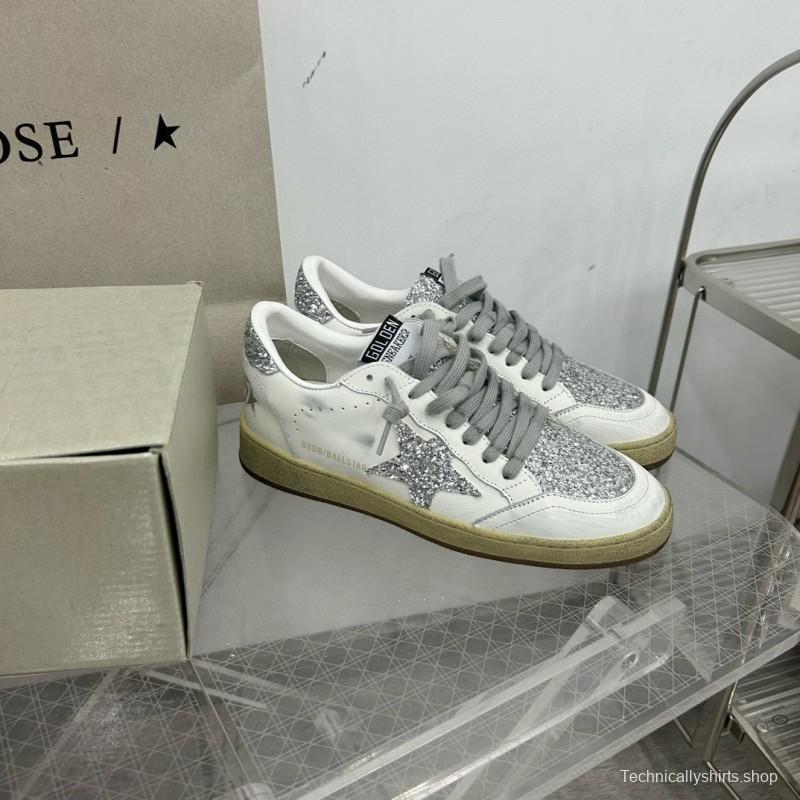 2024 Women GGDB White Silver Leather Suede Sneakers MJ00260