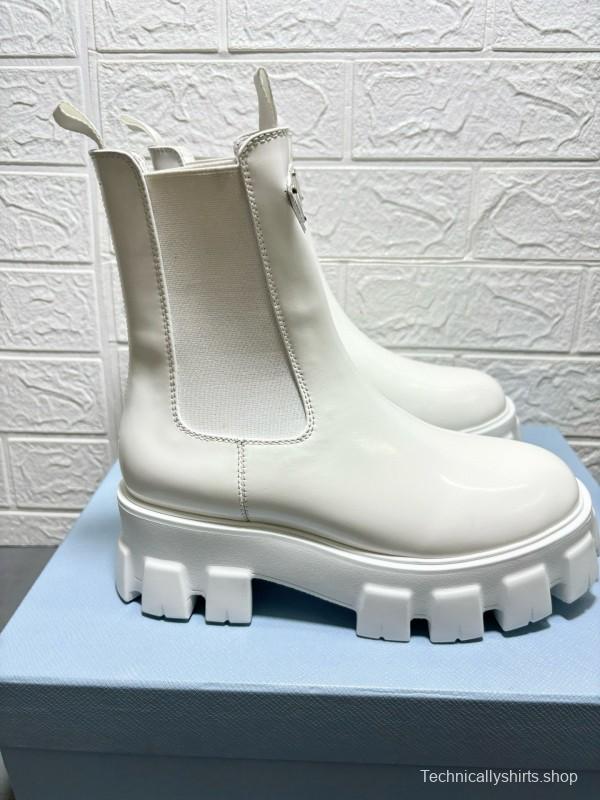 2024 Women Prada White Leather Boots MJ00380